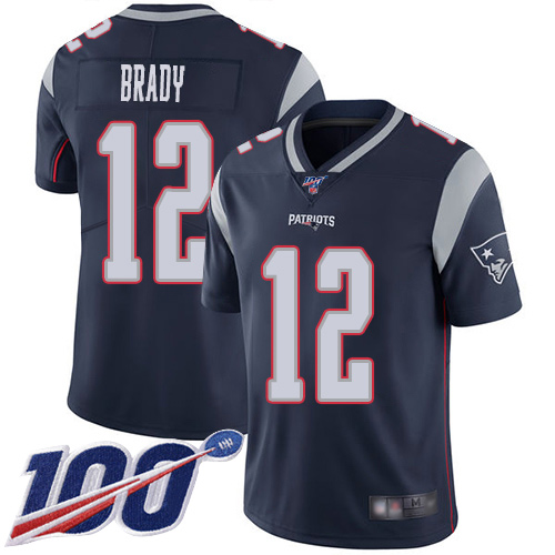 New England Patriots Football #12 Vapor Untouchable 100th Season Limited Navy Blue Men Tom Brady Home NFL Jersey->new england patriots->NFL Jersey